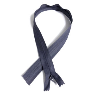 Bluish grey invisible zipper with plastic teeth and metal slider - length 50 cm