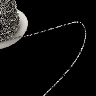 Silvery metal link chain by metre - diametre 1 mm