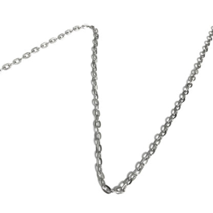 Silvery oval metal link chain by metre - diametre 3.5 mm