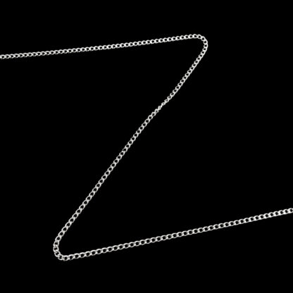 Silvery oval metal link chain by metre - width 1.9 mm