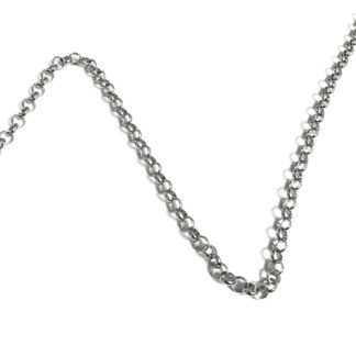 Silvery round metal link chain by metre - width 6.2 mm