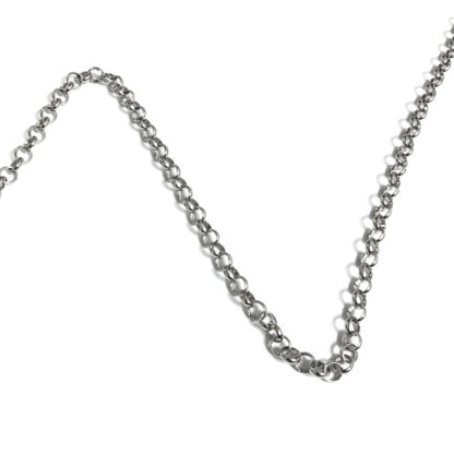 Silvery round metal link chain by metre - width 6.2 mm