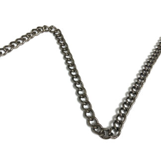 Dark grey oval metal link chain by metre - width 8.4 mm