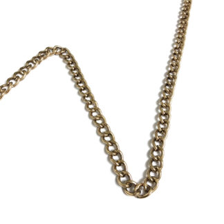 Greyish golden oval metal link chain by metre - width 8 mm
