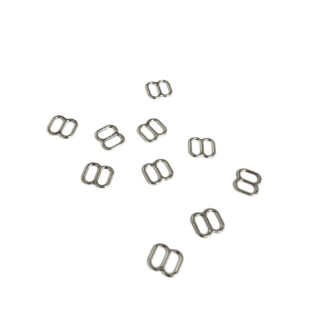 Bra strap adjustment silvery buckle - size 8 x 10 mm - 10 pieces