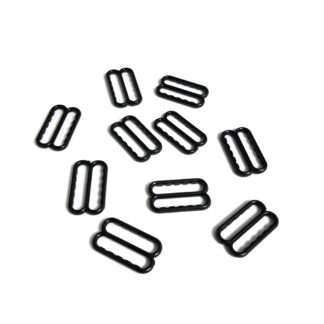 Bra strap adjustment black plastic buckles - size 12 x 21 mm - 10 pieces