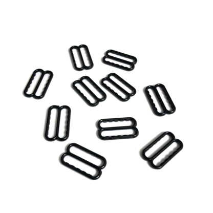 Bra strap adjustment black plastic buckles - size 12 x 21 mm - 10 pieces