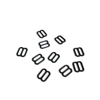 Bra strap adjustment black plastic buckle - size 10 x 12 mm - 10 pieces