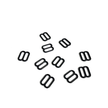 Bra strap adjustment black plastic buckle - size 10 x 12 mm - 10 pieces