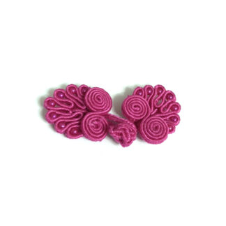Pink knot frog button closure with pearly beads - size 22 x 51 mm