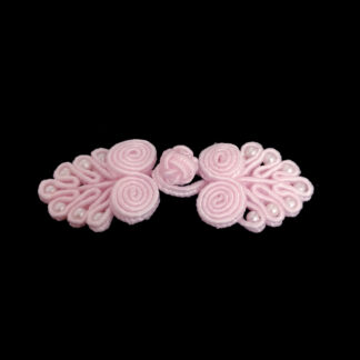 Light pink knot frog button closure with pearly beads - size 22 x 51 mm