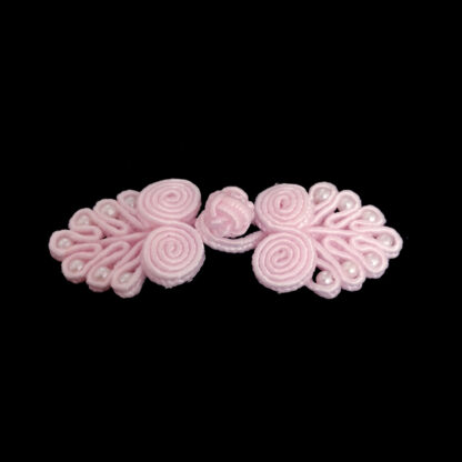 Light pink knot frog button closure with pearly beads - size 22 x 51 mm