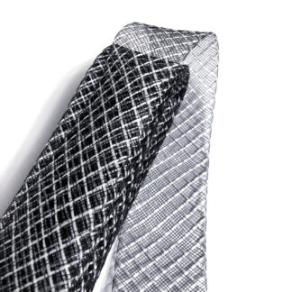 Elastic mesh net hard white chequered black nylon ribbon by roll - width 46 mm - length approximately 16 metres