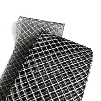 Elastic mesh net hard white chequered black nylon ribbon by roll - width 84 width - length approximately 15 metres