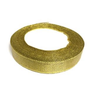 Golden metallic organza ribbon by roll - width 15 mm - length 22.86 metres