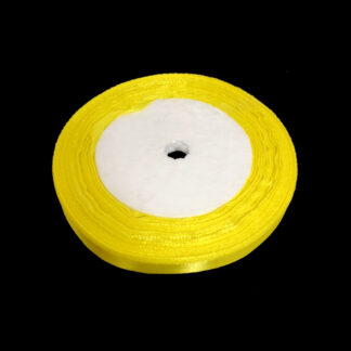 Yellow satin ribbon by roll - width 10 mm - length 22.86 metres