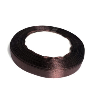 Dark brown satin ribbon by roll - width 10 mm - length 22.86 metres