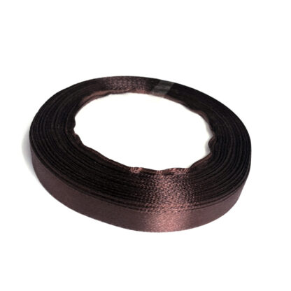 Dark brown satin ribbon by roll - width 10 mm - length 22.86 metres