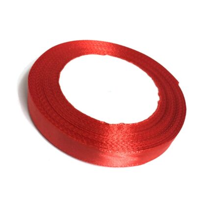 Red satin ribbon by roll - width 8 mm - length 22.86 metres