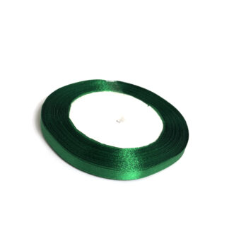 Green satin ribbon by roll - width 8 mm - length 22.86 metres