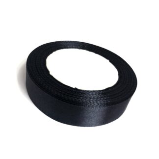 Black satin ribbon by roll - width 40 mm - length 22.86 metres