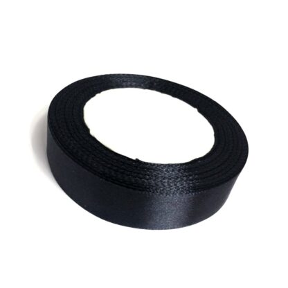 Black satin ribbon by roll - width 40 mm - length 22.86 metres