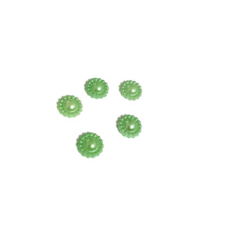 Pearly round green sunflower acrylic cabochons - diametre 10 mm - 5 pieces