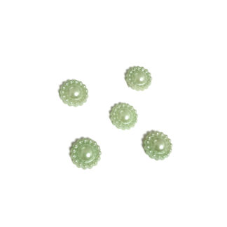 Pearly round light green sunflower acrylic cabochons - diametre 10 mm - 5 pieces