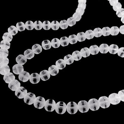 Frosted round transparent beads with polished ring by strand - diametre 10 mm - length 71 cm