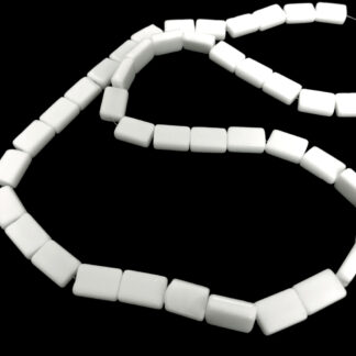 Flat rectangular white beads by strand - size 10 x 15 mm - length 66 cm