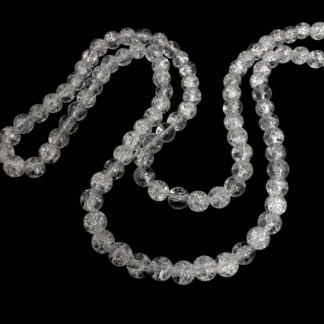 Round transparent glass crackle beads by strand - diametre 8 mm - length 82 cm
