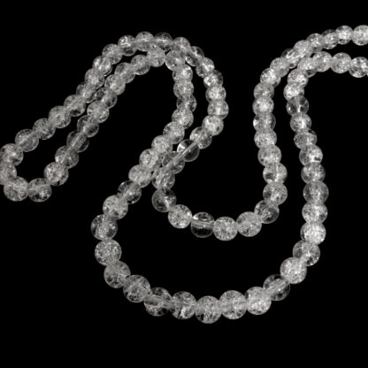 Round transparent glass crackle beads by strand - diametre 8 mm - length 82 cm