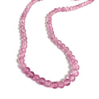Round crackle bluish pink glass beads by strand - diametre 8 mm - length 37 cm