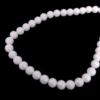 Round iridescent white glass beads by strand - diametre 10 mm - length 38 cm