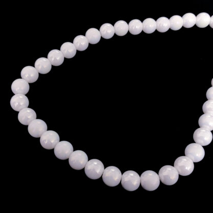 Round iridescent white glass beads by strand - diametre 10 mm - length 38 cm