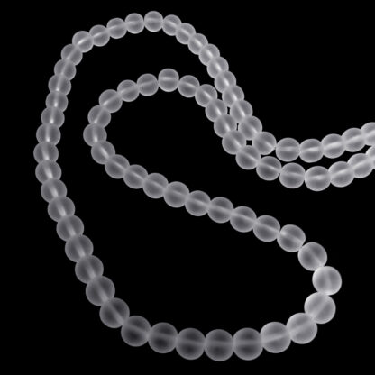 Frosted round semi-transparent glass beads by strand - diametre 8 mm - length 82 cm