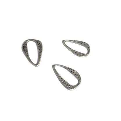 Triangular silvery metal pendants - size 17 x 26 mm - 3 pieces