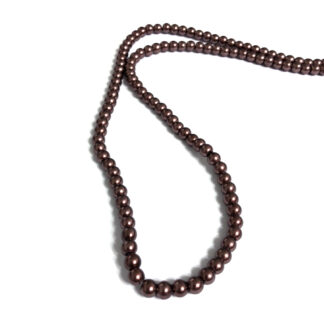 Pearly round reddish brown glass beads by strand - diametre 10 mm - length 80 cm