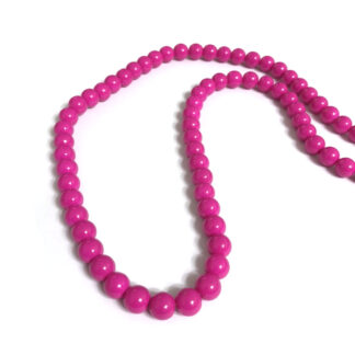 Round pink glass beads by strand - diametre 8 mm - length 83 cm