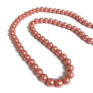 Round greyish pink orange glass beads by strand - diametre 10 mm - length 84 cm