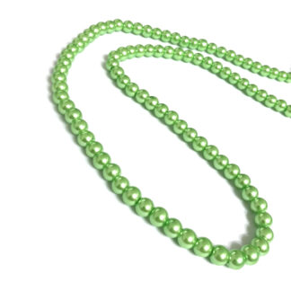 Pearly round yellowish green glass beads by strand - diametre 6 mm - length 82 cm