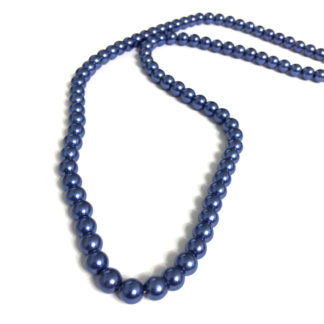 Pearly round blue glass beads by strand - diametre 8 mm - length 85 cm