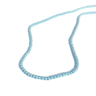 Pearly round greenish light blue glass beads by strand - diametre 4 mm - length 82 cm