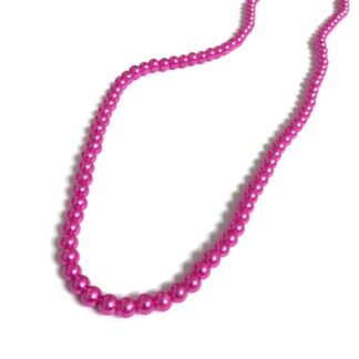 Pearly round pink glass beads by strand - diametre 10 mm - length 82 cm