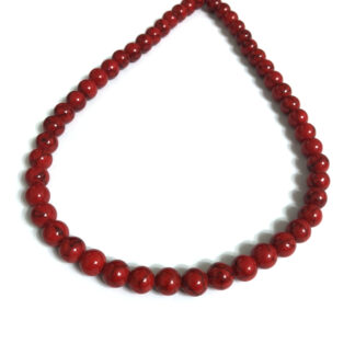 Round crackle red stone beads by strand - diametre 8 mm - length 40 cm