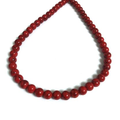 Round crackle red stone beads by strand - diametre 8 mm - length 40 cm