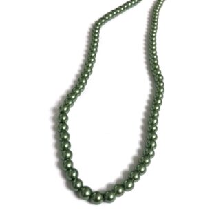Pearly round greyish green glass beads by strand - diametre 8 mm - length 82 cm