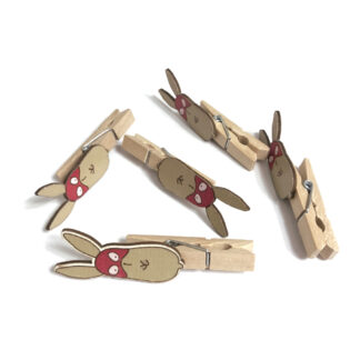 Spider-man rabbit wooden clothes pegs - length 65 mm - 5 pieces