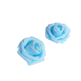 Light blue foam rose - size 35 mm - 2 pieces