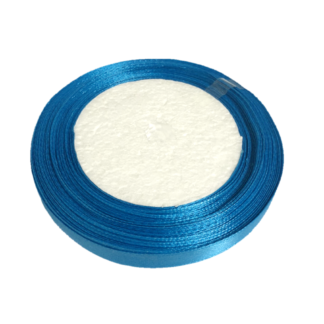 Greenish blue satin ribbon by roll - width 10 mm - length 22.86 metres